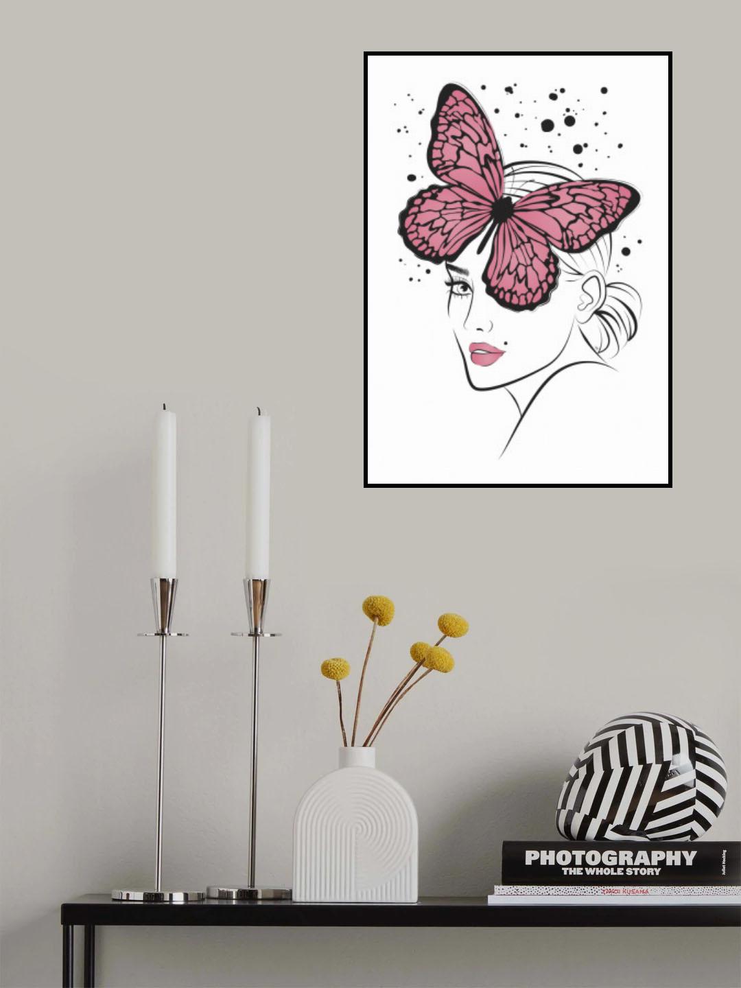 Butterfly Girl Pink Poster och Canvastavla
