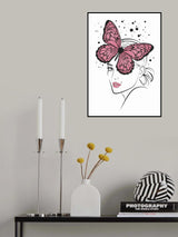 Butterfly Girl Pink Poster och Canvastavla