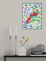Red Tailed Laughing Thrush Artwork 600 Dpi Re Worked Poster och Canvastavla