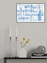 Abstract Lines Blue and White 06 Poster och Canvastavla