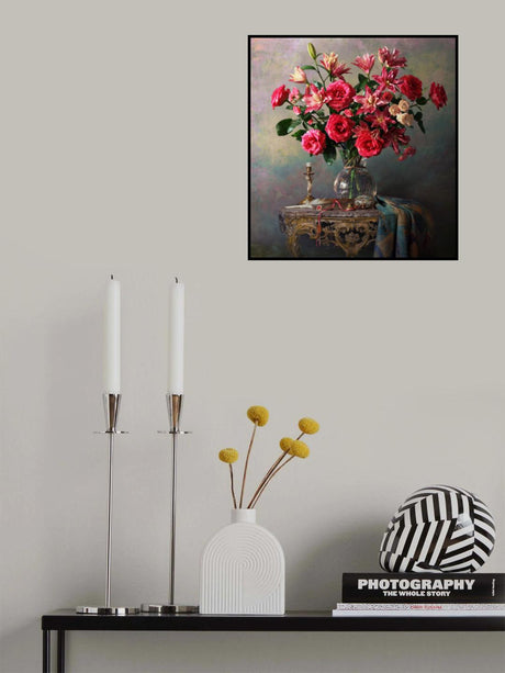 Still life with roses and lilies Poster och Canvastavla