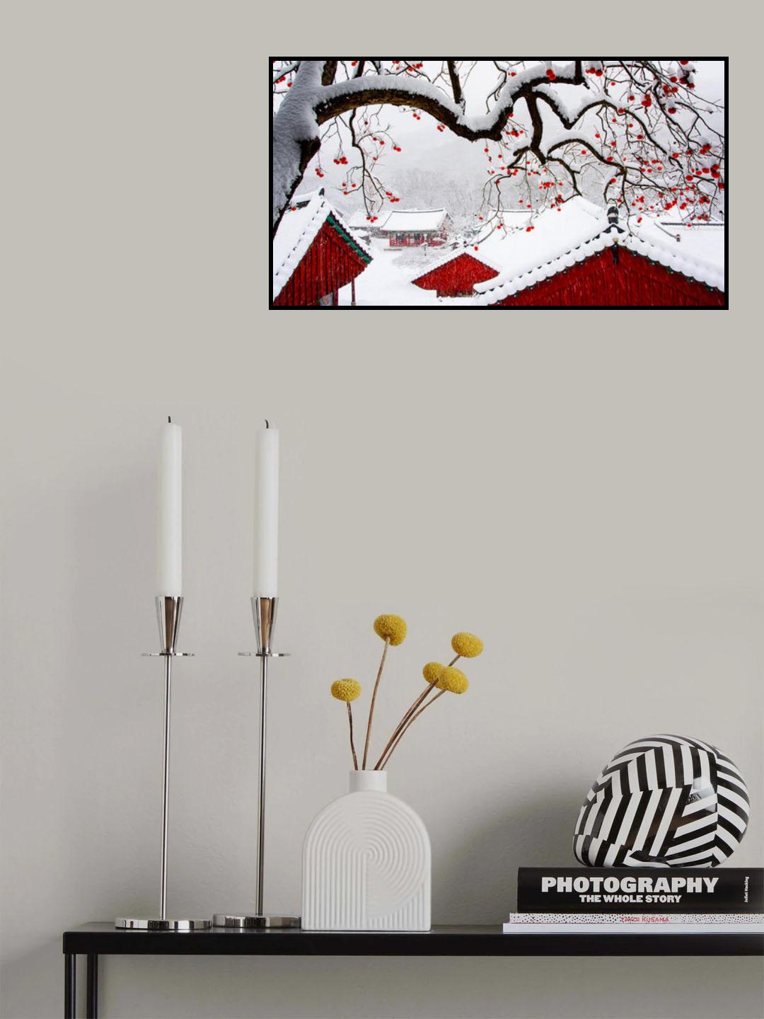 Snow in Temple Poster och Canvastavla