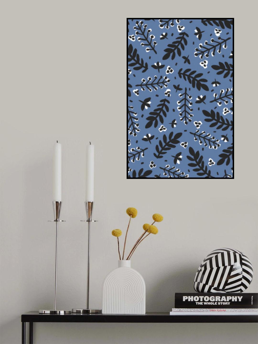 Branches And Berries (Blue) Poster och Canvastavla