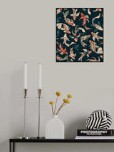 Hla018  Koi Fish Dark Poster och Canvastavla