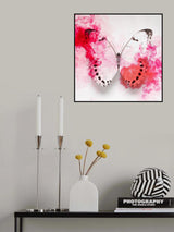 White Morpho Butterfly With Crimson Ink Poster och Canvastavla