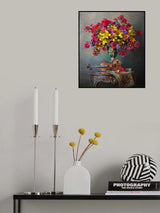 Still life with violin and flowers Poster och Canvastavla