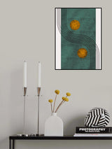 Aquamarine Marble With Golden Sphere Poster och Canvastavla
