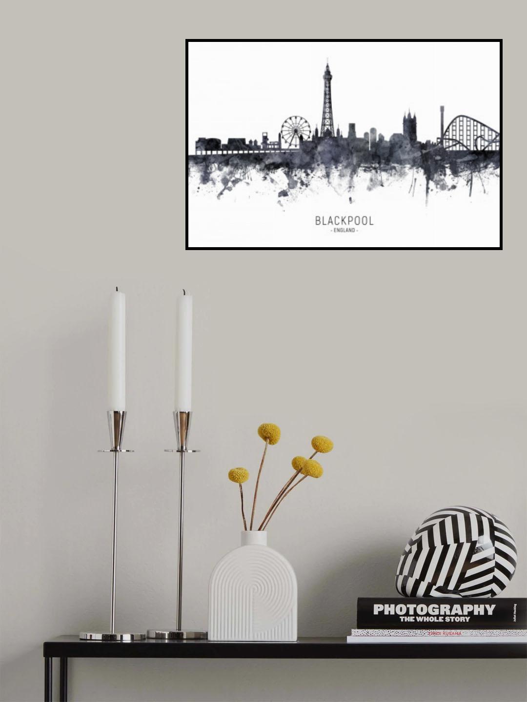 Blackpool England Skyline Poster och Canvastavla