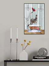 Zebra Parrots &amp; Bubbles Poster och Canvastavla
