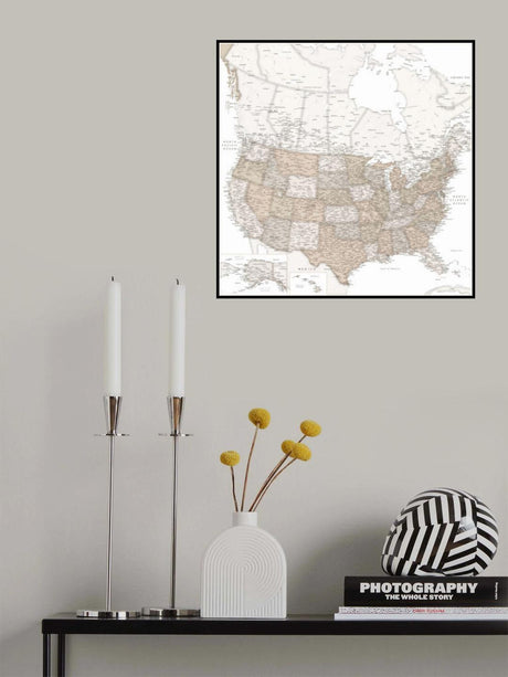 Highly detailed map of the United States, Louie Poster och Canvastavla