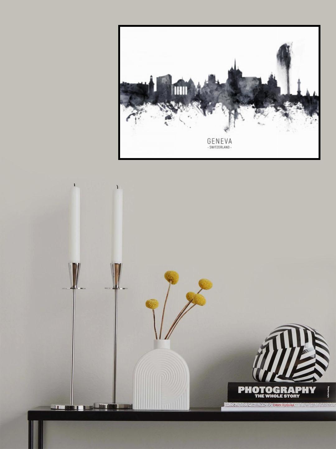 Geneva Switzerland Skyline Poster och Canvastavla