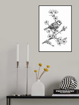 Parus on a Cherry Branch Poster och Canvastavla