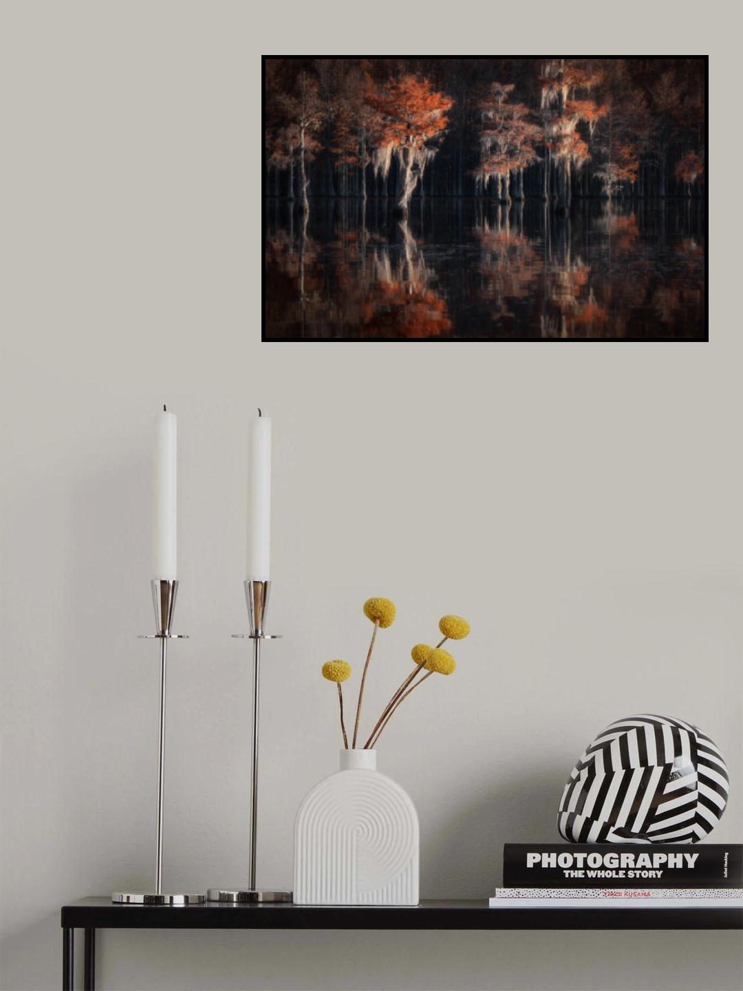 Tapestries of autumn cypress swamps... Poster och Canvastavla
