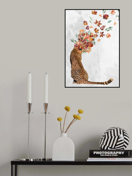 Cheetah Autumn Leaves Head Poster och Canvastavla