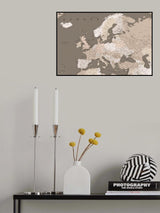 Earth tones detailed map of Europe Poster och Canvastavla