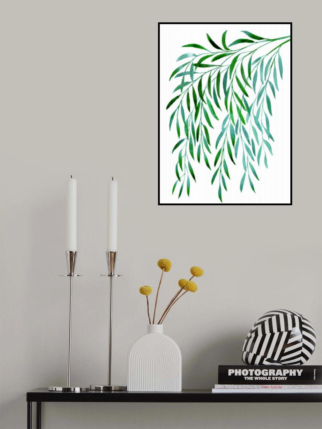 Cascading watercolor eucalyptus Poster och Canvastavla
