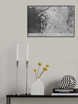 Gray map of Osaka Poster och Canvastavla