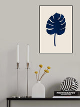 Monstera Marble Blue Poster och Canvastavla