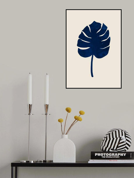 Monstera Marble Blue Poster och Canvastavla