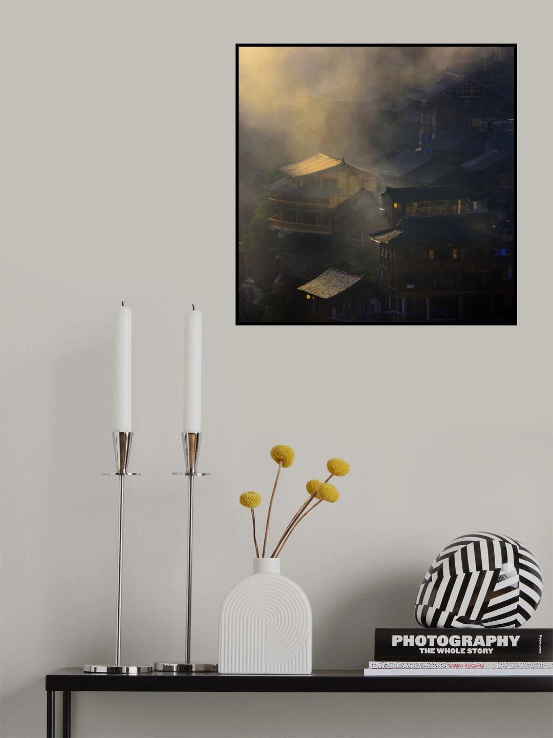 The Miao Village in Mist Poster och Canvastavla