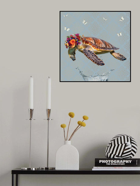 Spring Flower Bonnet On Turtle Poster och Canvastavla