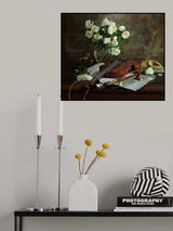 Still life with violin and roses Poster och Canvastavla