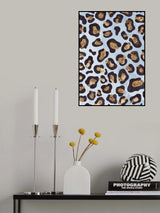 Leopard print blue gold Poster och Canvastavla