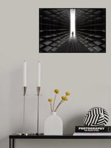 On the edge of the empty bookshelf Poster och Canvastavla