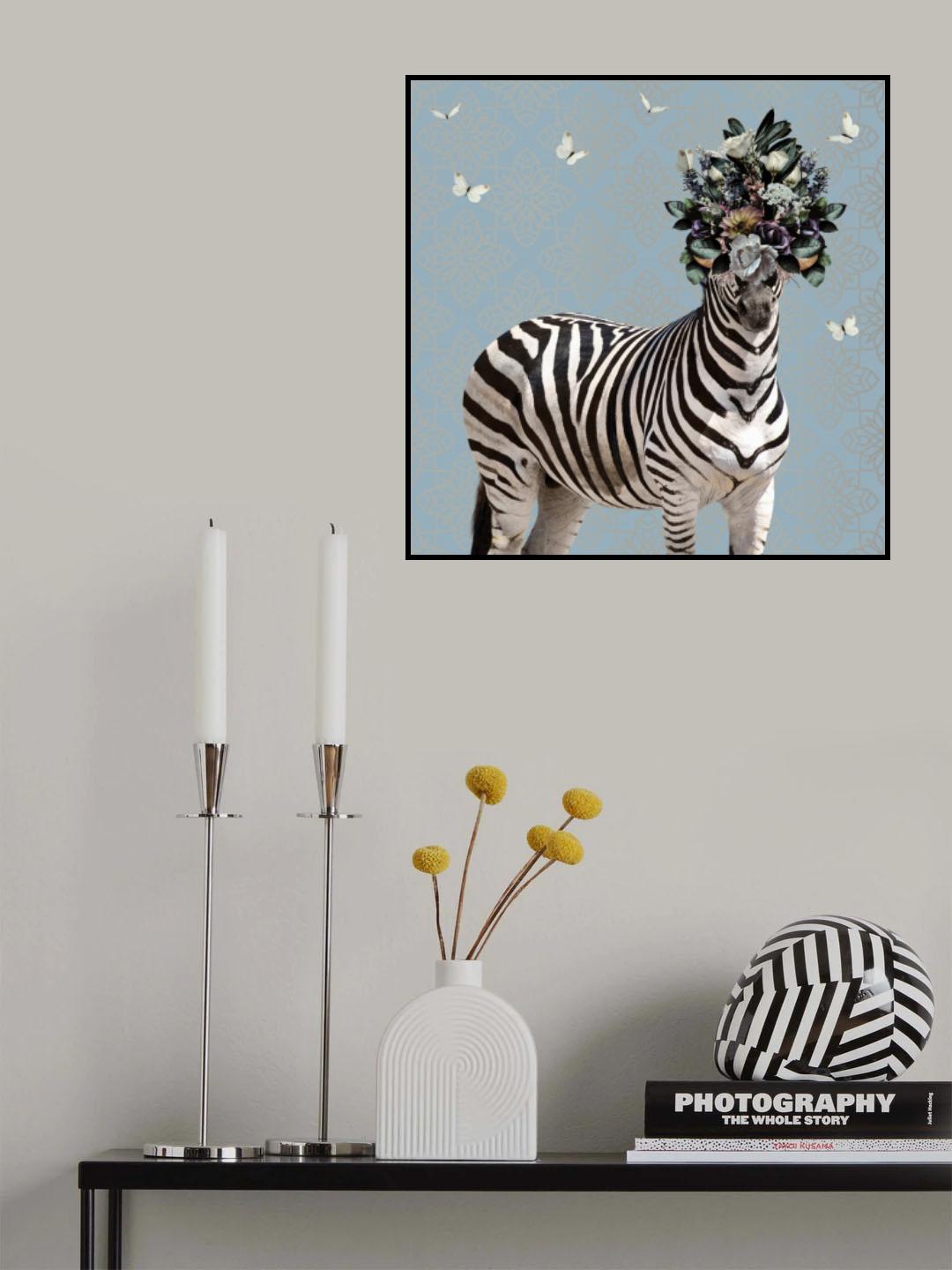 Spring Flower Bonnet On Zebra Poster och Canvastavla