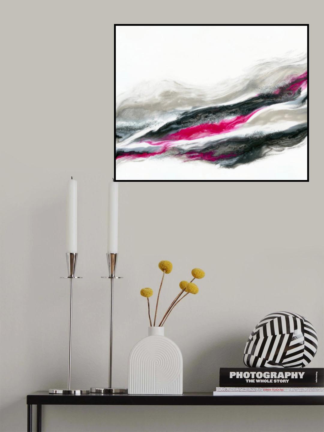 Fuschia and Silver Wave Poster och Canvastavla