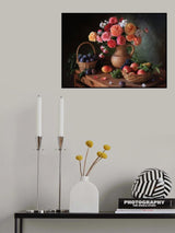 Still life with flowers and autumn fruits Poster och Canvastavla