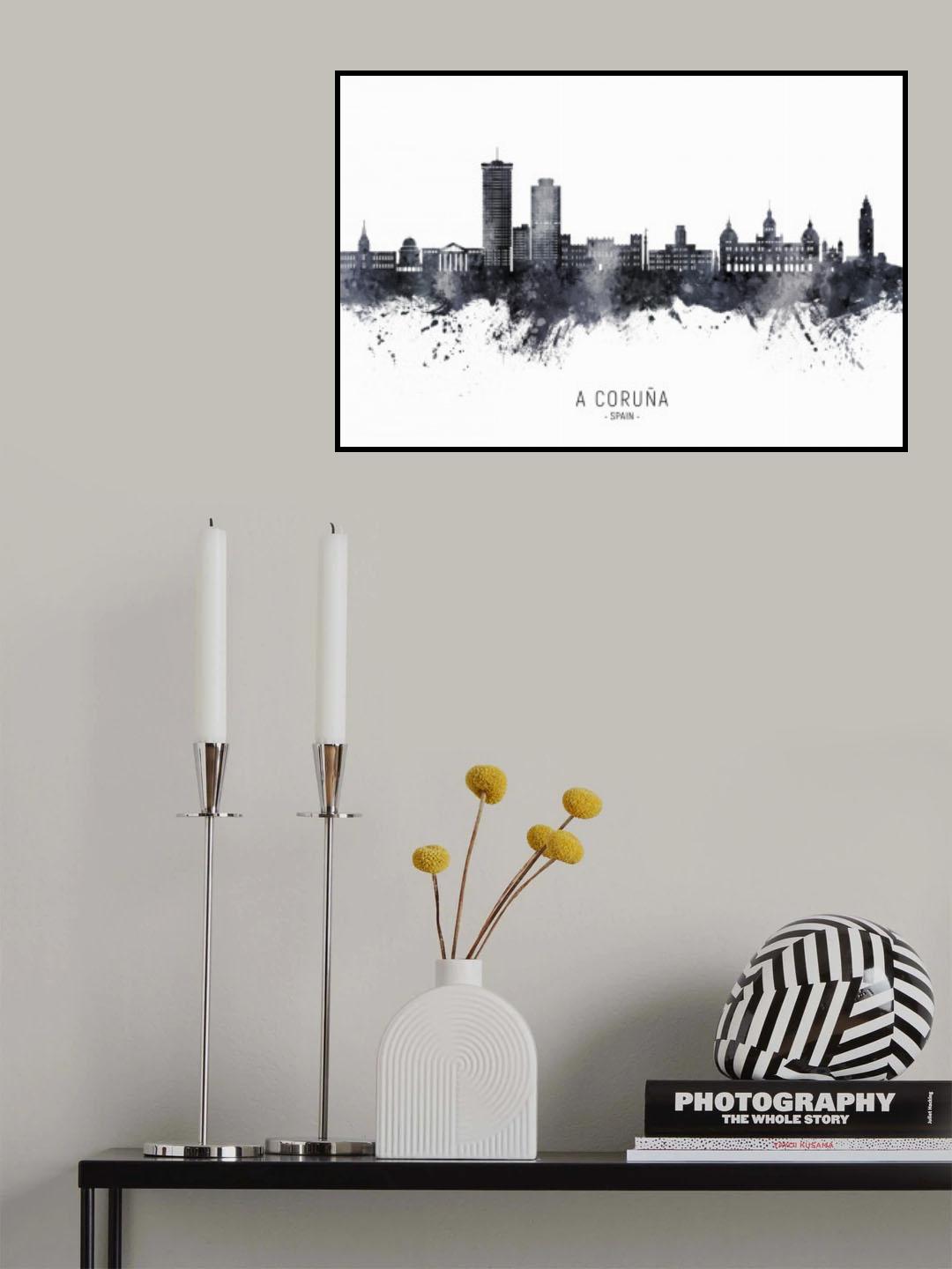 A Coruña Spain Skyline Poster och Canvastavla