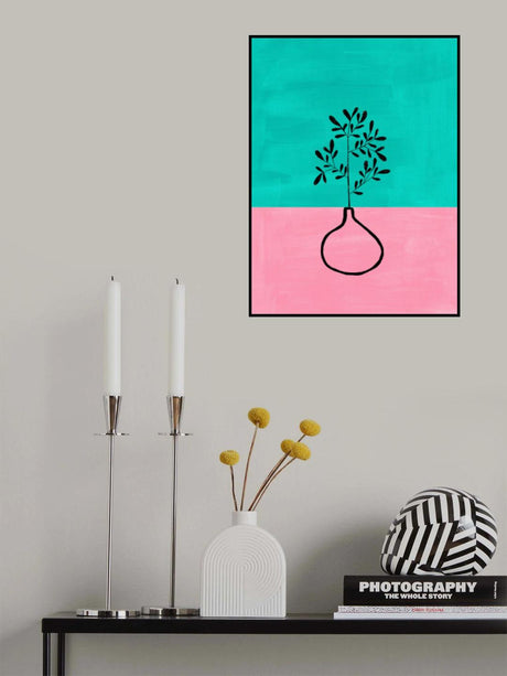 Turqoise Pink Vase Poster och Canvastavla