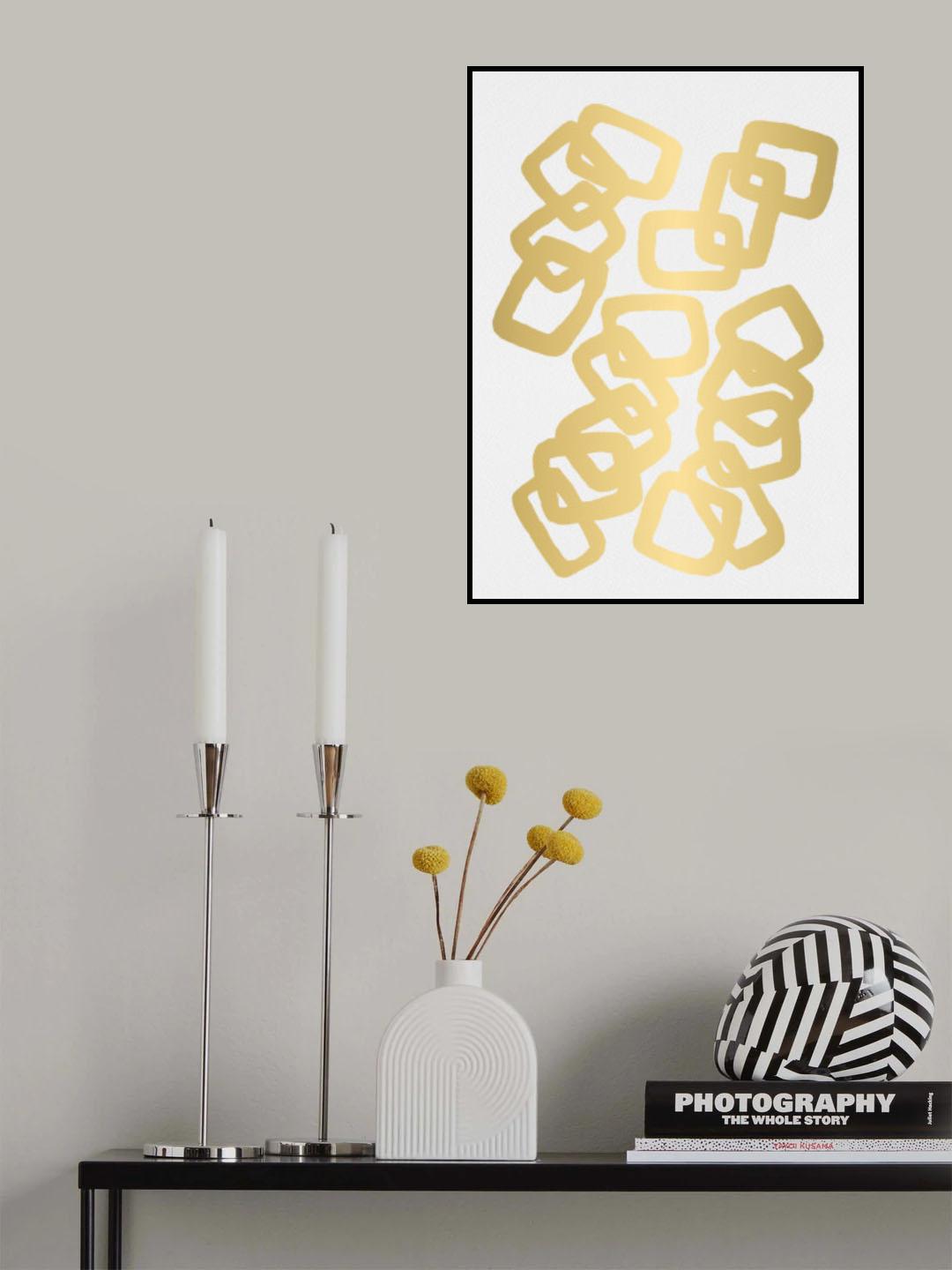 Rectangle Chain Gold Poster och Canvastavla