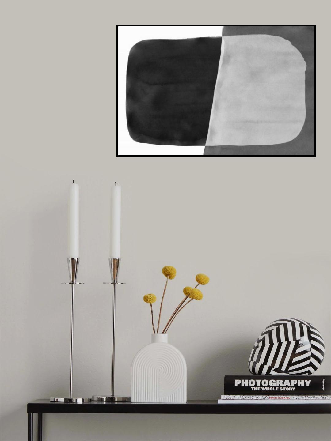 Minimal Black and White Abstract 06 Brushstroke Poster och Canvastavla