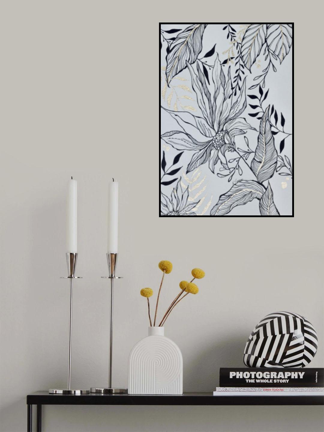 Black and Gold Botanical Poster och Canvastavla