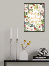 Merry and bright holiday roses and berries Poster och Canvastavla