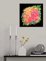 Colorful Rekha bouquet in black Poster och Canvastavla