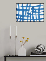 Abstract Lines Blue and White 01 Poster och Canvastavla