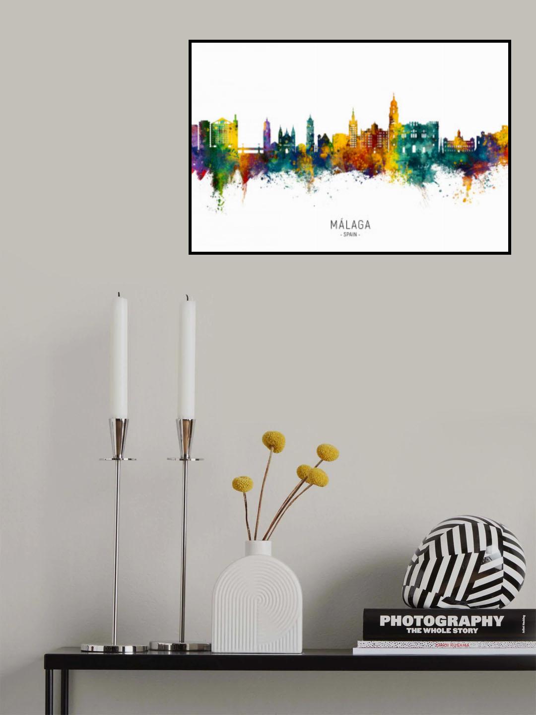 Málaga Spain Skyline Poster och Canvastavla