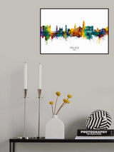 Málaga Spain Skyline Poster och Canvastavla