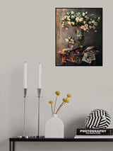 Still life with violin and flowers Poster och Canvastavla