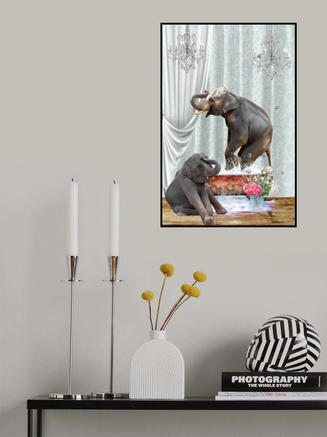 Elephants &amp; Bubbles Poster och Canvastavla
