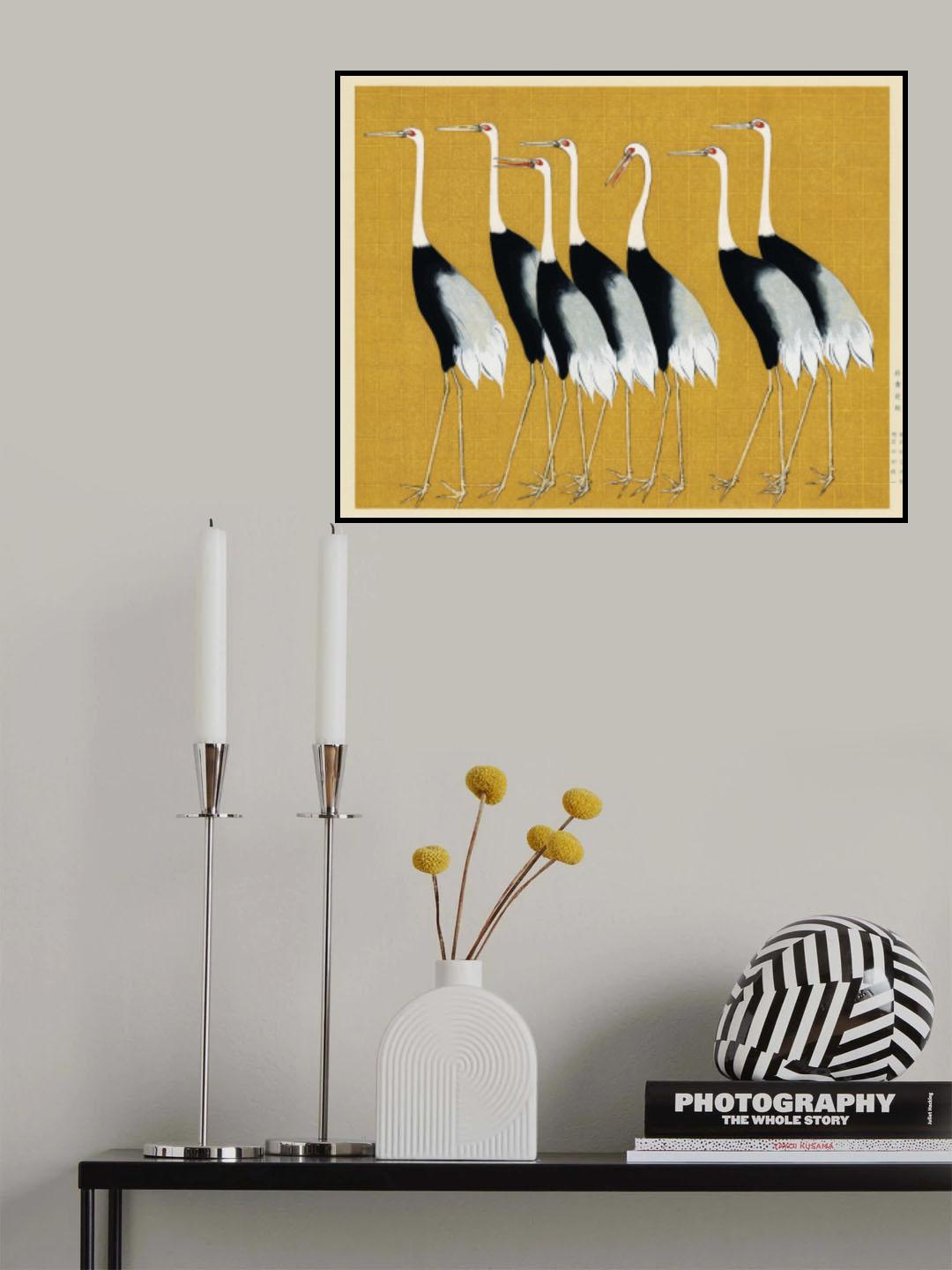 Japanese Red Crown Crane Poster och Canvastavla