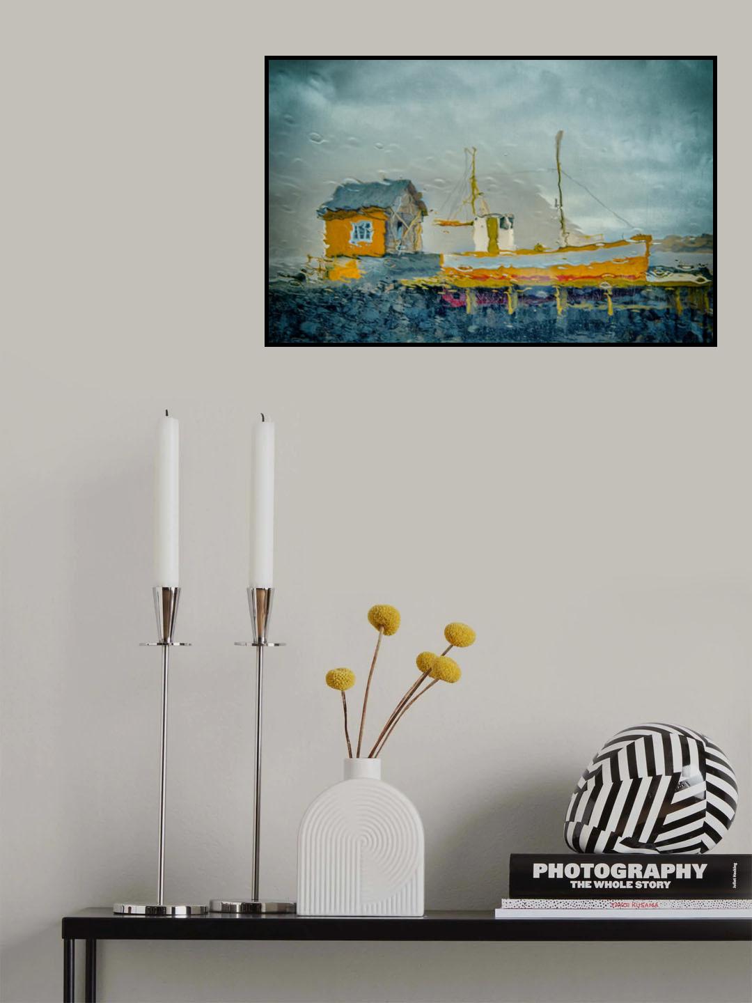 Harbor in the rain Poster och Canvastavla