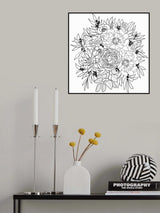 Nanette flower bouquet in black and white Poster och Canvastavla