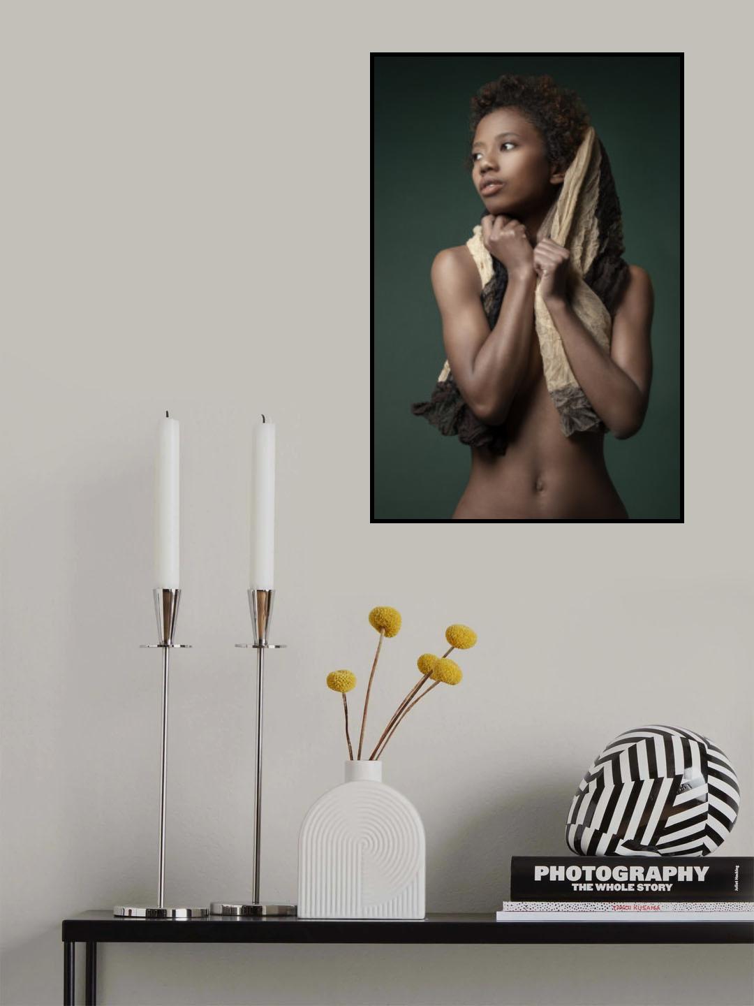 Portrait With Scarf Poster och Canvastavla