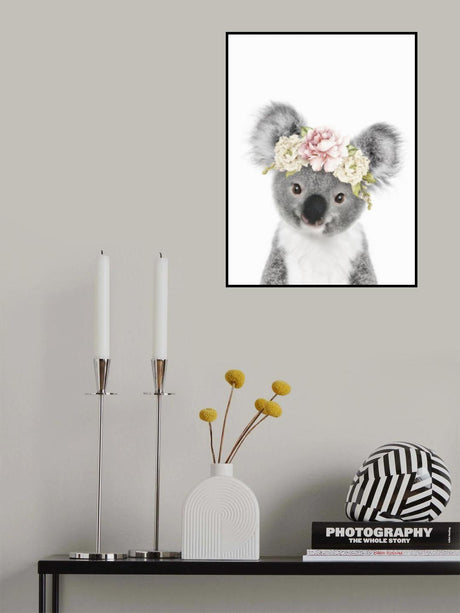 Floral Baby Koala Poster och Canvastavla