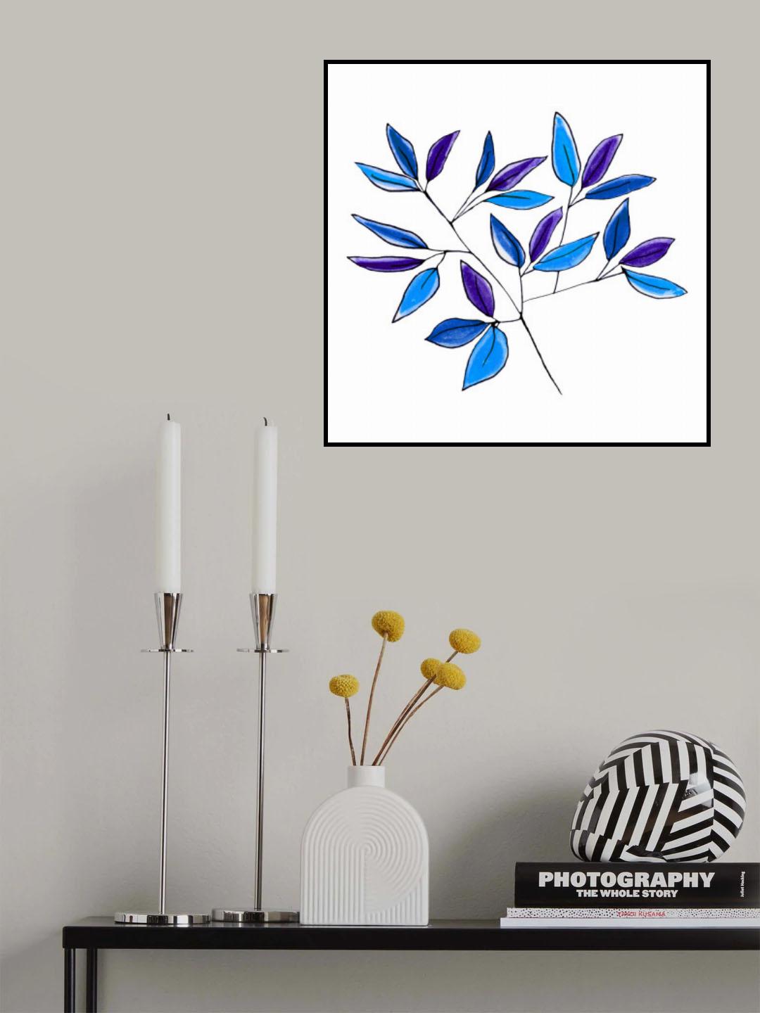 Blue Floral Branches 2 Poster och Canvastavla