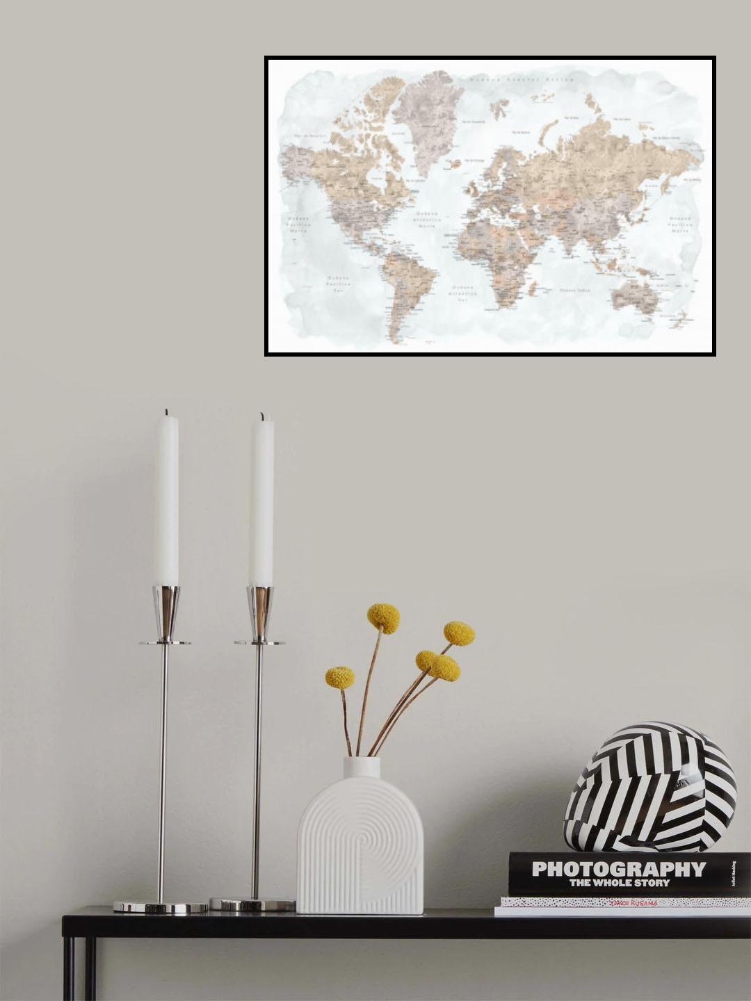 Calista world map in Spanish Poster och Canvastavla